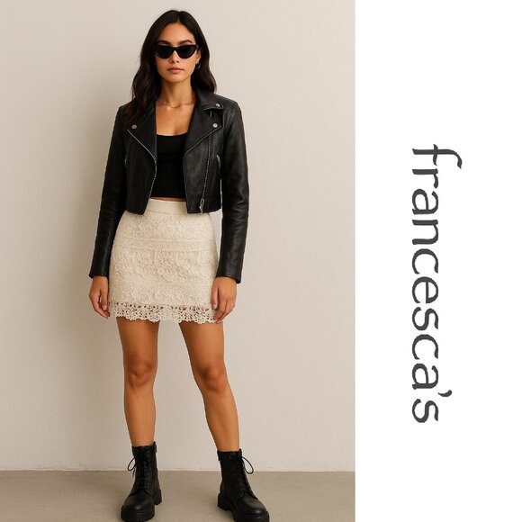 Francesca's Collection | "Crystal Pier" Tiered Crochet Lace Skirt | Size Medium - Picture 1 of 10